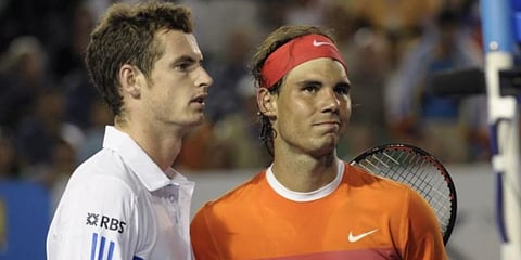 Tennis legends Andy Murray (L) and Rafael Nadal (File Photo | AP)