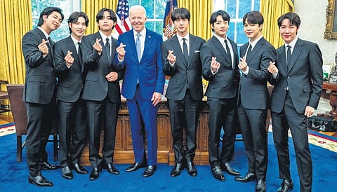 BTS members with US President Joe Biden at the White House