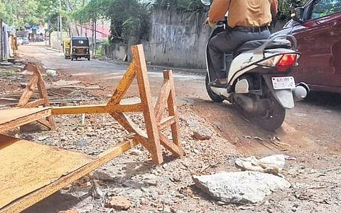 The excavated part of the Kalabhavan Mani Road connecting Vazhuthacaud and Panavila junction as part of Smart Road development under Smart City Mission | BP Deepu 