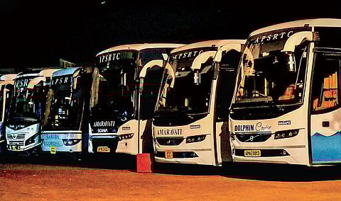 Image of APSRTC buses used for representational purposes. (Photo | Prasant Madugula, EPS)