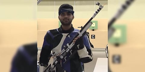 Arjun Babuta wins India's first Gold at at the ongoing  ISSF 2022 World Cup.(Photo | Twitter @Media_SAI)