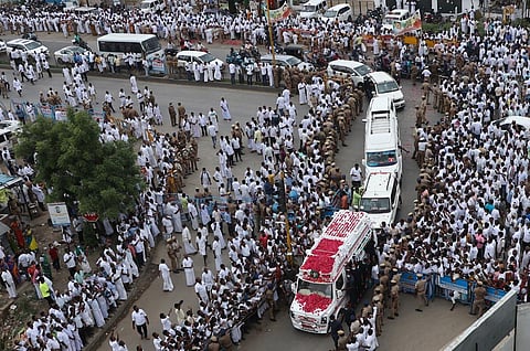 AIADMK cadre carry a roadshow in Chennai. (Photo| R Sriram, EPS)