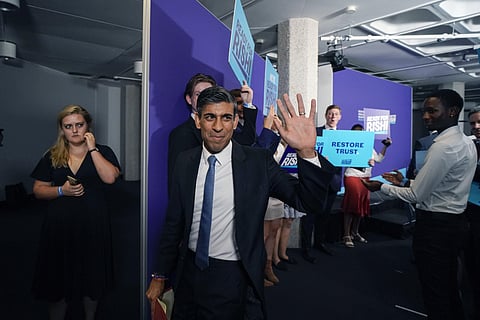 British Conservative Party member Rishi Sunak launches his campaign for the Conservative Party leadership. (Photo | AP)