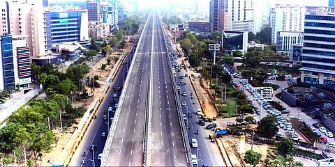 An aerial shot of the Sohna elevated highway tweeted by Union Minister Nitin Gadkari. (Photo | Nitin Gadkari Twitter)