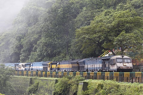 The scenic stretch of Braganza Ghat where Dudhsagar waterfall is located on the borders of Karnataka and Goa . (Photo | Amit S Upadhye )