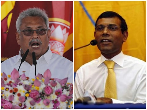 Gotabaya Rajapaksa and Mohamed Nasheed. (File Photos | AP)