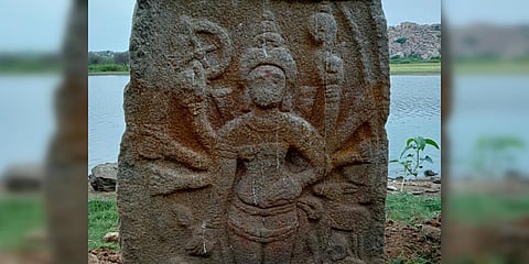 The Kotravai statue unearthed in Villupuram. (Photo| EPS)