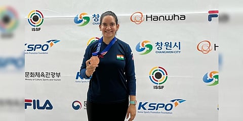 Indian shooter Anjum Moudgil.(Photo | Twitter , SAI Media)