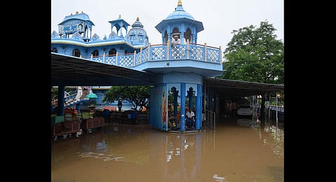 Floodwater enters ISKON temple in Rajamahendravaram