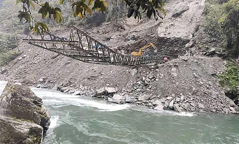 The border road that was being built from Huri under Damin circle in Kurung Kumey to the international border. (Photo | Special Arrangement)