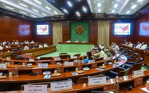 External Affairs Minister S. Jaishankar chairs a meeting of Floor Leaders of political parties regarding 'Present Situation in Sri Lanka', in New Delhi. (Photo | PTI)