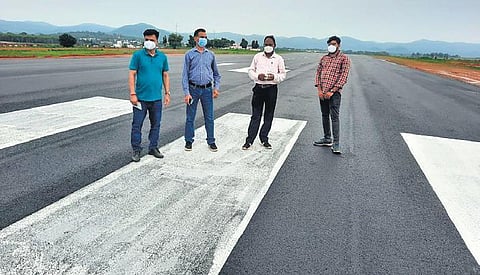 BPIA team inspecting the runway at Jeypore airstrip. (File photo| EPS)