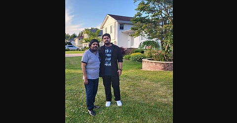 From left  T. Rajendar with hs younger son Kuralarasan. (Photo | Twitter/@onlynikil)