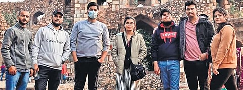 Attendees at a walk organised by the group at (right) Purana Qila