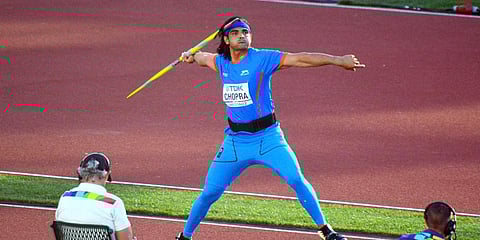 Athlete Neeraj Chopra clinches the silver medal in the finals of men's javelin throw at the World Athletics Championships 2022, in Oregon. (Photo| Twitter)