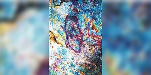 Images found on the walls of the cave at Venkatapuram village in Rajanna-Sircilla district