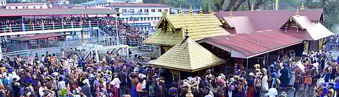Gold-plated sanctum sanctorum of Sabarimala Lord Ayyappa Temple. A view from the back side of the temple.