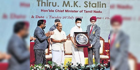 CM MK Stalin at the Guru Nanak College on Tuesday | Ashwin Prasath