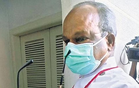 CSI Church moderator Dharmaraj Rasalam appearing at the ED office in Kochi on Wednesday | A Sanesh