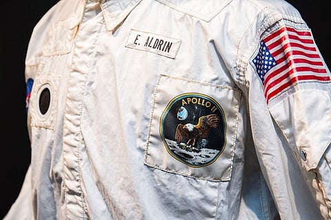 This photo provided by by Sotheby's, shows a jacket worn by astronaut Edwin 'Buzz' Aldrin on the historic first mission to the moon's surface in 1969. (Photo | AP)