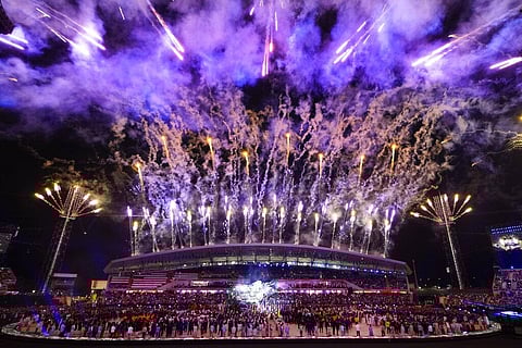 Fireworks explode during the Commonwealth Games opening ceremony at the Alexander stadium in Birmingham, England, Thursday, July 28, 2022. (Photo | AP)