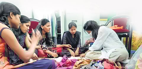 Swati Soharia (in white) with a cluster of women working with the organisation
