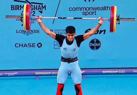 Indian weightlifter Sanket Sargar. (Photo | Twitter/@narendramodi)