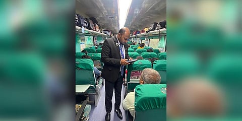 Ticket-checking staff use Hand Held Terminals (HHTs) for checks on board. (Photo | Special Arrangement)