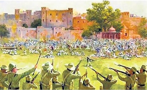​  A depiction of the Jallianwala Bagh tragedy   ​