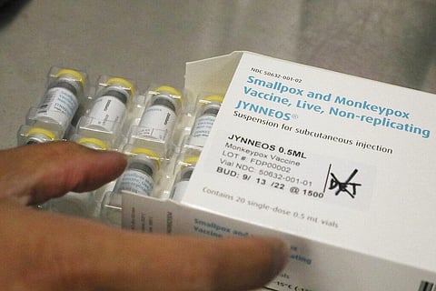 Jynneos vaccine for monkeypox from a box containing 20 doses. (Photo | AP)