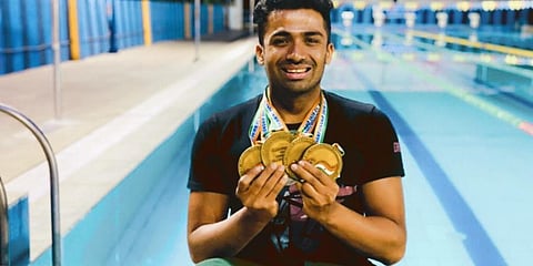 India's para-swimmer Niranjan Mukundan (Photo | Department of Sports MYAS Twitter)