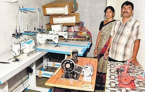 Guntaka Prabhakar and his wife Aruna run a tailoring shop