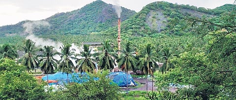 Shree Karthik Paper Limited, which has been accused of causing air and groundwater pollution. (Photo| EPS)