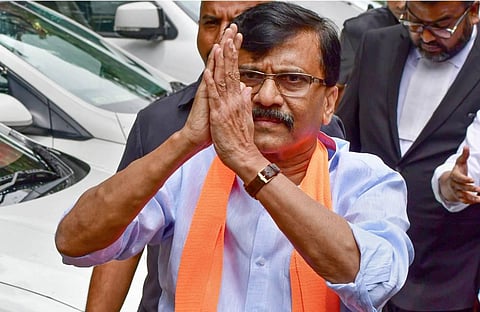 Shiv Sena leader Sanjay Raut arrives at the Enforcement Directorate office for questioning in an alleged money laundering case. (Photo | PTI)