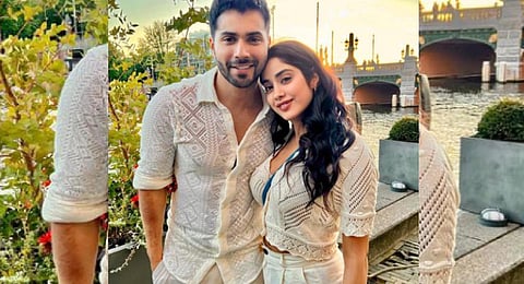 Varun Dhawan and Janhvi Kapoor shooting for 'Bawaal' in Amsterdam. (Photo | Janhvi Kapoor Instagram)
