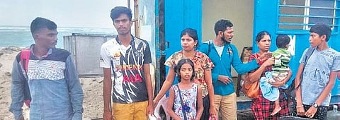 Eight refugees who arrived at Dhanushkodi. (Photo| EPS)