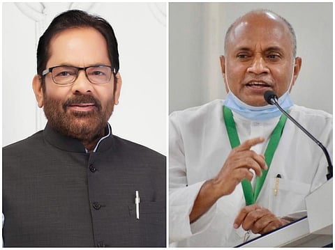 Union Ministers Mukhtar Abbas Naqvi and Ram Chandra Prasad Singh. (Photos | Facebook)