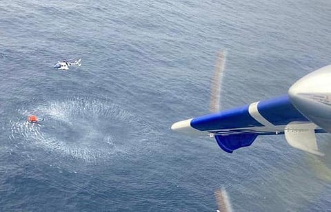 The helicopters operated close to their operational maxima and braved squally weather and strong winds to reach the area. (Photo | EPS)