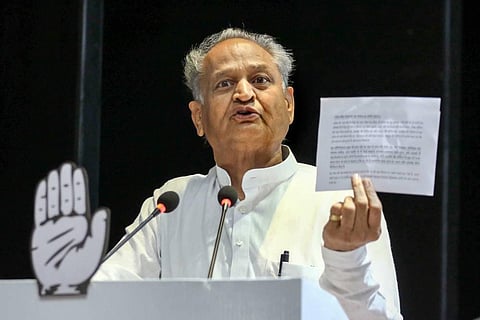 Rajasthan Chief Minister Ashok Gehlot during a conference, at Birla Auditorium in Jaipur, Wednesday, July 6, 2022. (Photo | PTI)