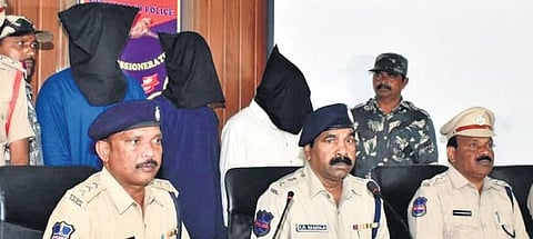 Nizamabad Police Commissioner KR Nagaraju briefs the media on Wednesday