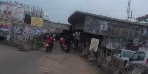 The incomplete road overbridge at Pattabiram. (Photo| EPS)