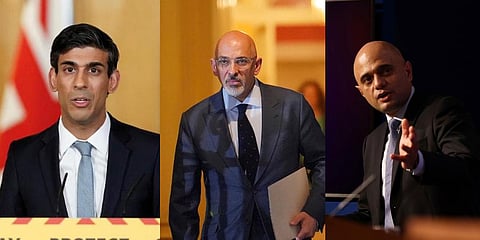 Rishi Sunak, Nadhim Zahawi and Sajid Javid in list of top contenders. (Photo | AP)