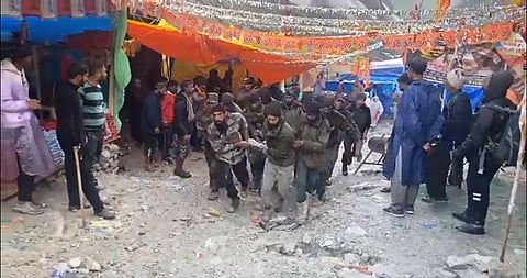 Rescue operations underway after the couldburst during the Amarnath Yatra. (Photo | ANI Twitter)