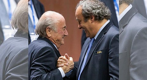 Sepp Blatter and Michel Platini. (File Photo | AP)