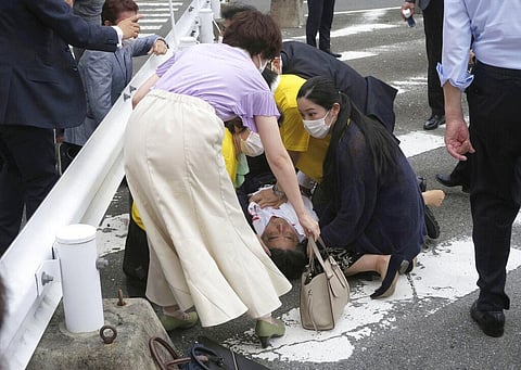 Abe was in heart failure after apparently being shot during a campaign speech Friday in western Japan. (Photo | AP)