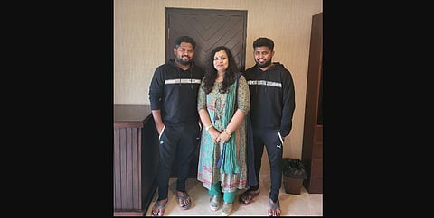 Producer Sophia Paul with the  stunt choreographer duo Anbariv