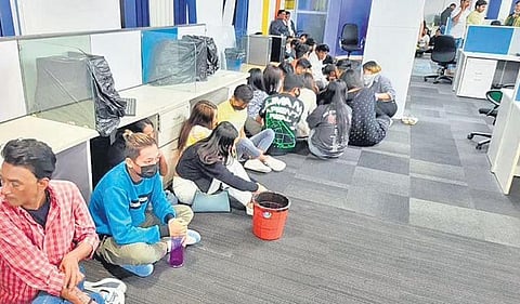 Employees of the fake cyber call centre detained by the police on Thursday night