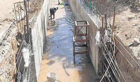 File photograph of a nala being modernised as part of the SNDP project