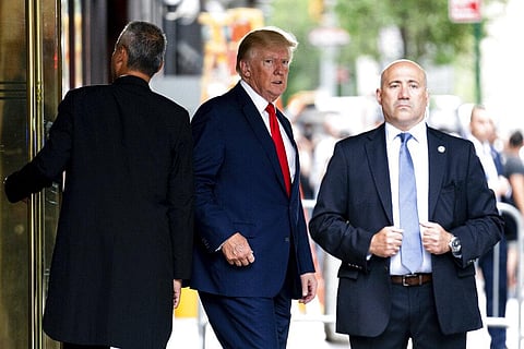 Former President Donald Trump departs Trump Tower, Wednesday, Aug. 10, 2022, in New York. (Photo | AP)