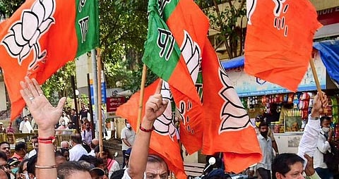 Photo of BJP party flags used for representational purpose only